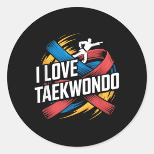 I Love Taekwondo Enthusiast Graphic Classic Round Sticker