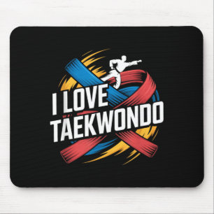 I Love Taekwondo Enthusiast Graphic Mouse Pad