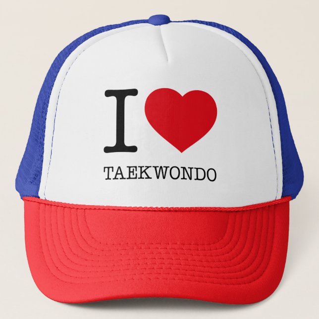 I LOVE TAEKWONDO TRUCKER HAT (Front)