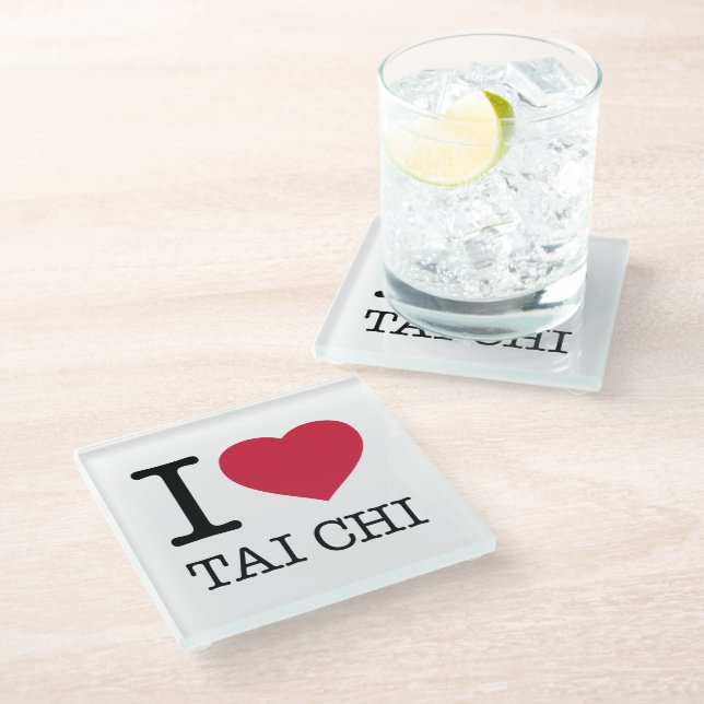 I LOVE TAI CHI GLASS COASTER (Angled)