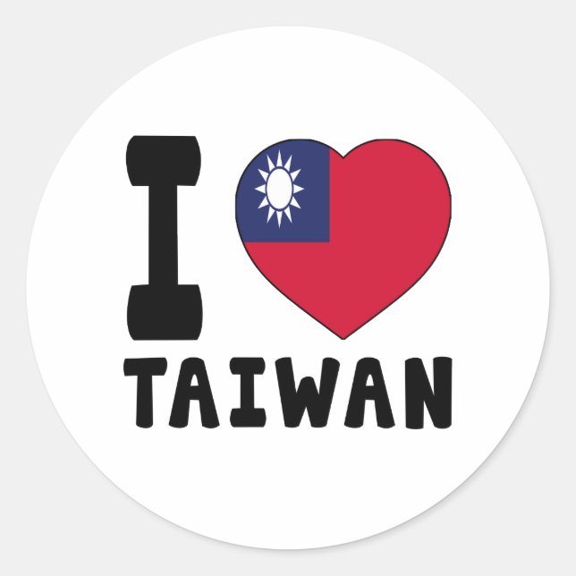 I Love Taiwan Classic Round Sticker (Front)