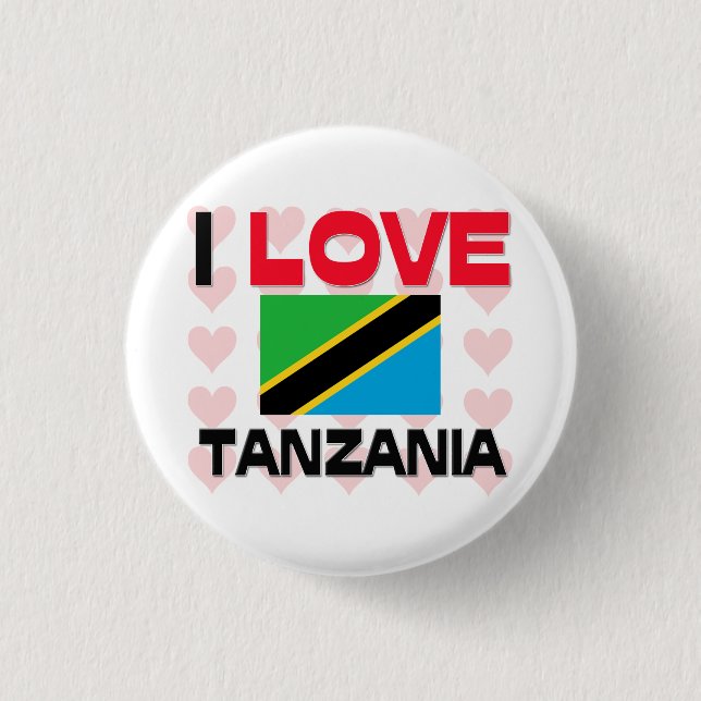 I Love Tanzania 1 Inch Round Button (Front)