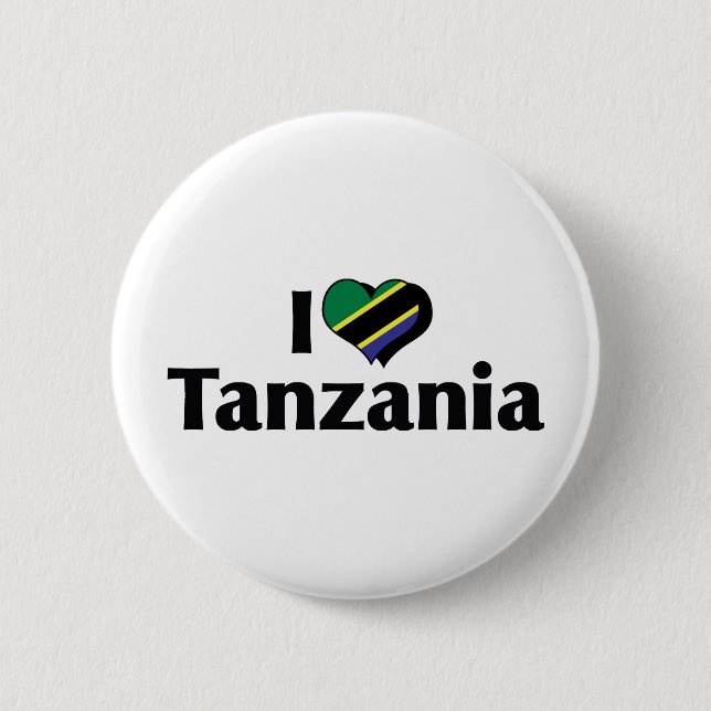 I Love Tanzania Flag 2 Inch Round Button (Front)