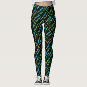 I Love Tanzania Flag Colours Typography Pattern Leggings
