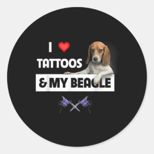 I Love Tattoos And My Beagle Dog Tattooed Mom Dad  Classic Round Sticker