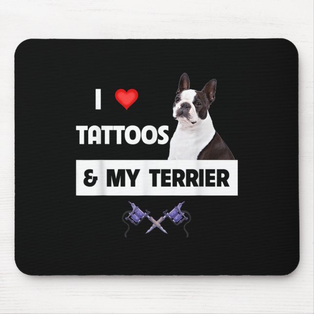 I Love Tattoos And My Border Collie Dog Tattooed M Mouse Pad (Front)