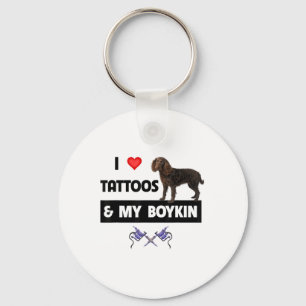 I Love Tattoos And My Boykin Spaniel Tattooed Dog  Keychain
