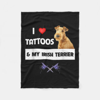 I Love Tattoos And My Irish Terrier Dog Mom Dad Bo Fleece Blanket