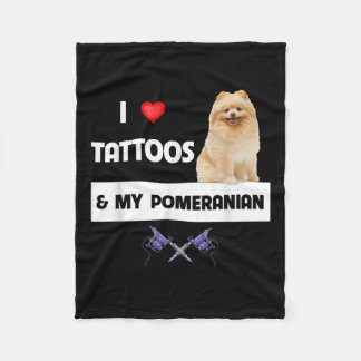 I Love Tattoos And My Pomeranian Dog Mom Dad Body Fleece Blanket