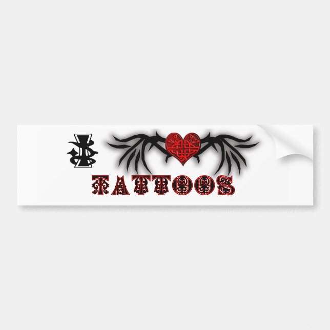 i love tattoos bumper sticker (Front)