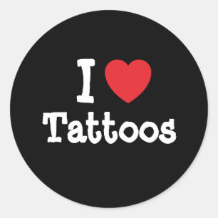 I love Tattoos heart custom personalized Classic Round Sticker