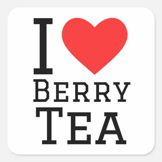 I love tea berry square sticker (Front)