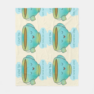 I Love Tea Both Herbal and Verbal Funny Tea Lover Fleece Blanket