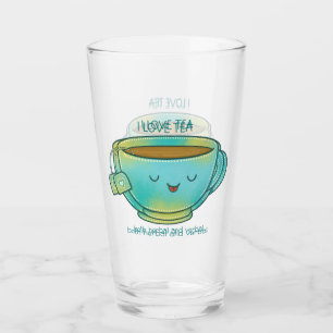 I Love Tea Both Herbal and Verbal Funny Tea Lover Glass
