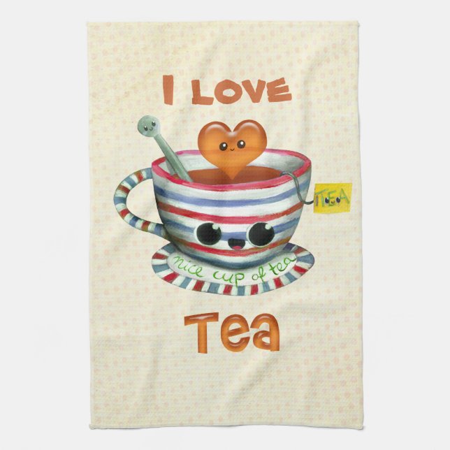 I love Tea Kitchen Towel (Vertical)