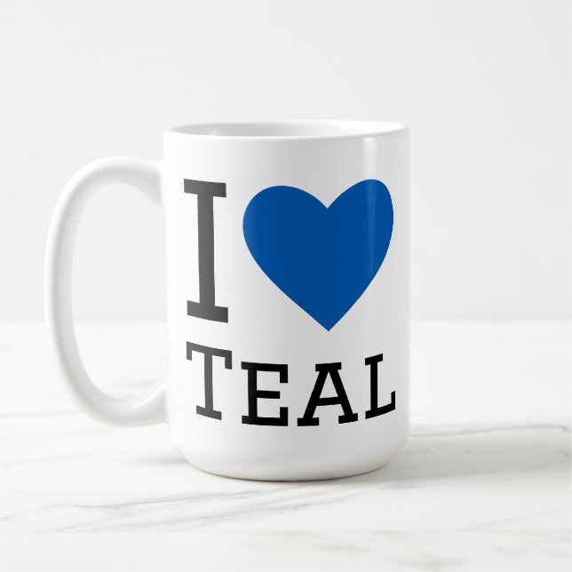 I love teal  coffee mug (Left)