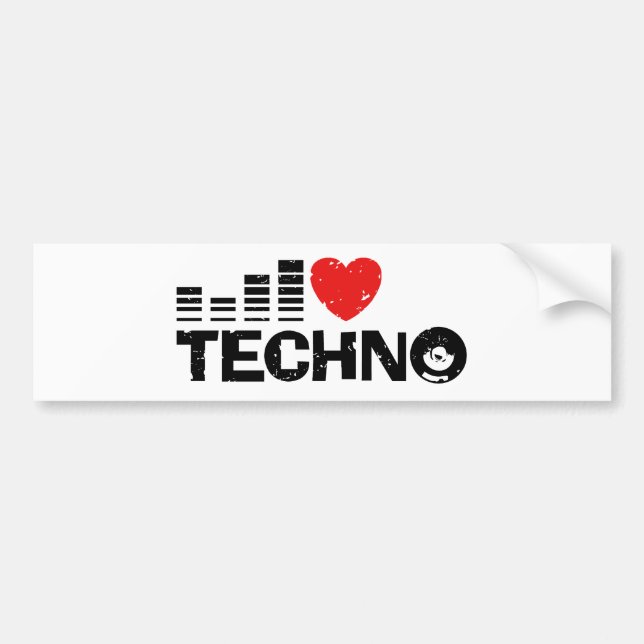 I Love Techno Bumper Sticker (Front)