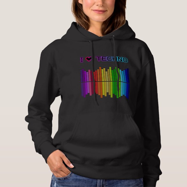 I Love Techno Hoodie (Front)
