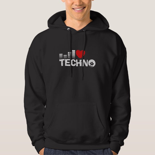 I Love Techno Hoodie (Front)