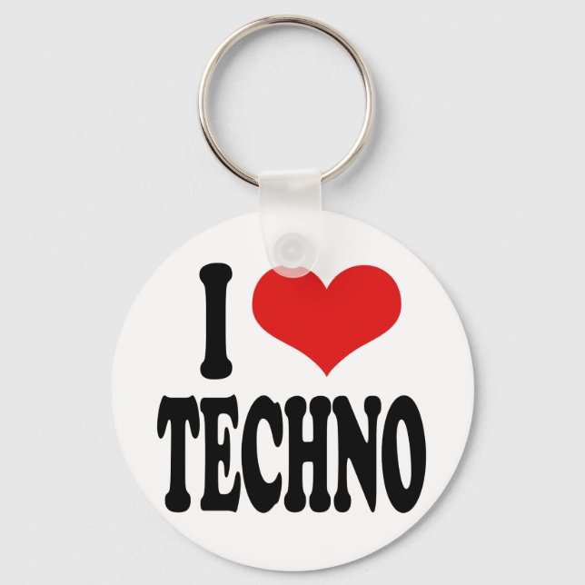 I Love Techno Keychain (Front)