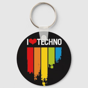 I love techno keychain