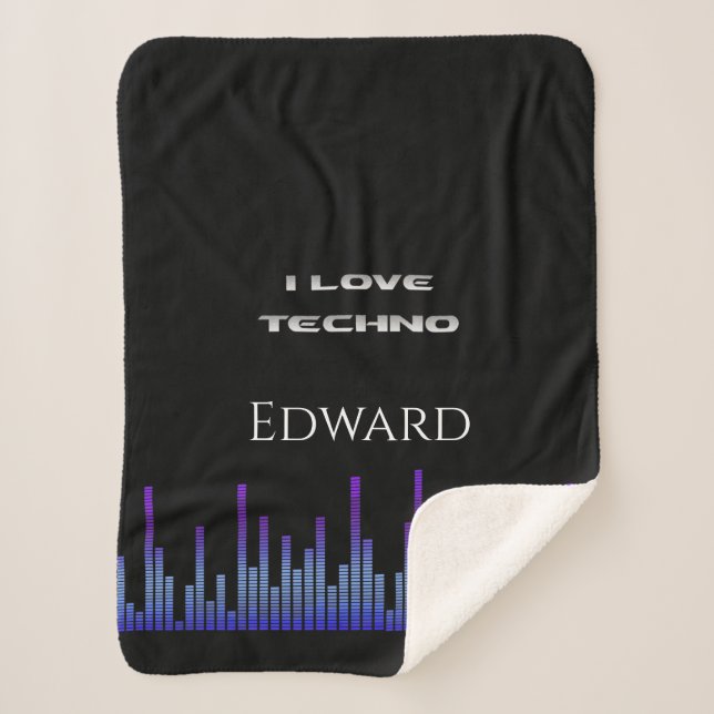 I love Techno Sherpa Blanket (Front)