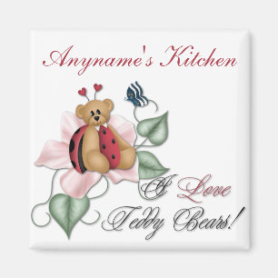 I Love Teddy Bears Lady Bug Bear Magnet