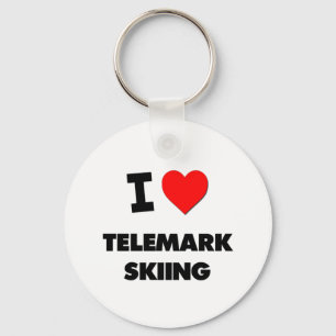 I Love Telemark Skiing Keychain
