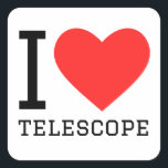 I love telescope square sticker<br><div class="desc">I love telescope ,  for astronomic lovers</div>