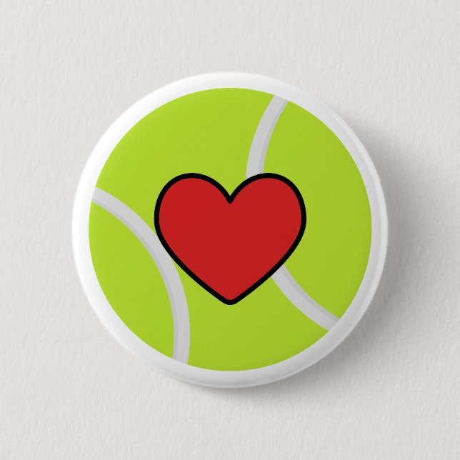 I Love Tennis 2 Inch Round Button (Front)