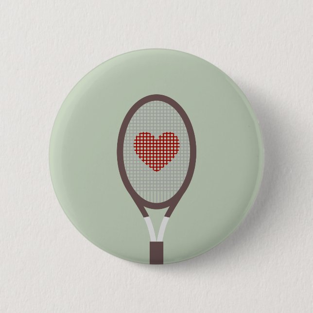 I Love Tennis 2 Inch Round Button (Front)