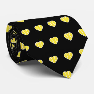 I Love Tennis Ball Heart Pattern Dad Father Black Tie