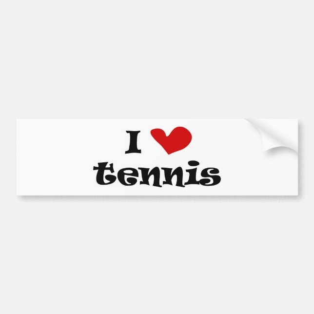 I love tennis bumper sticker with heart design (Front)