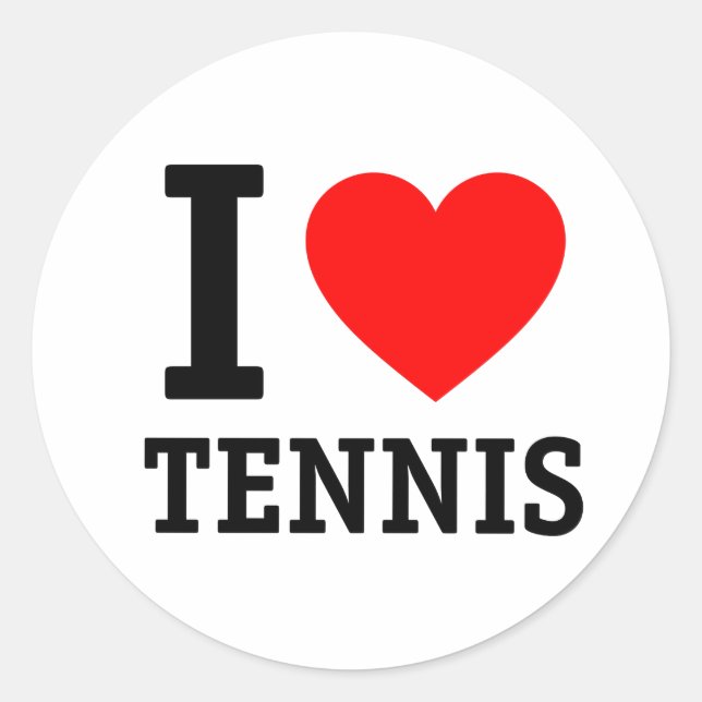 I Love Tennis Classic Round Sticker (Front)