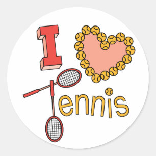 I Love Tennis Classic Round Sticker