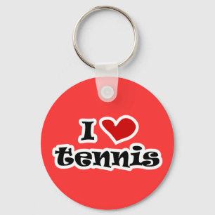 I love tennis gifts and t shirts with heart design keychain