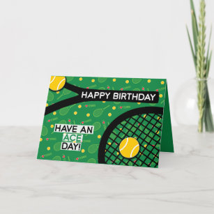 🎾 I love tennis green yellow Tennis Birthday Card