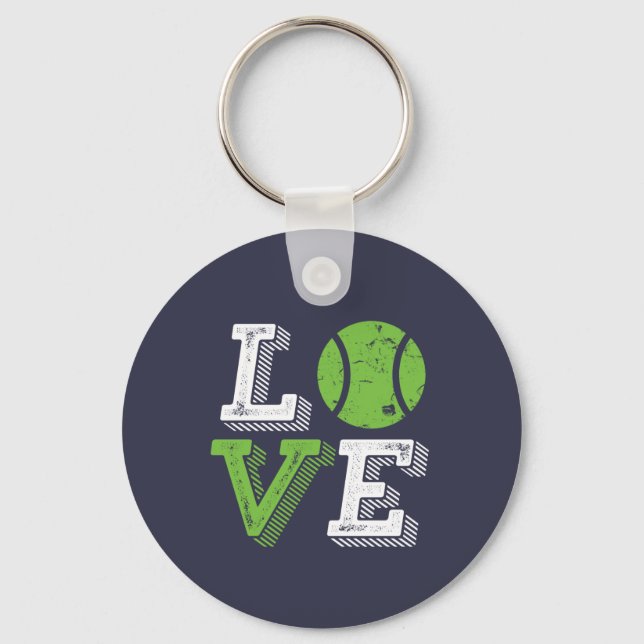 I Love Tennis Keep Calm and Play Tennis Keychain (Front)