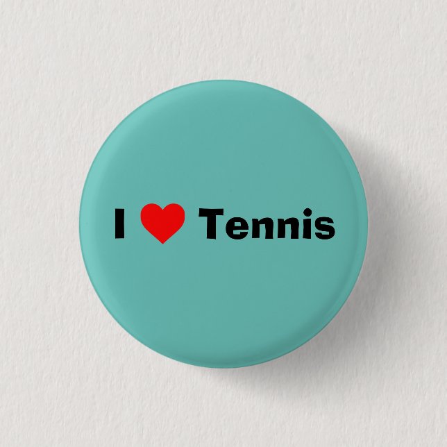 I love Tennis Mint Green 1 Inch Round Button (Front)