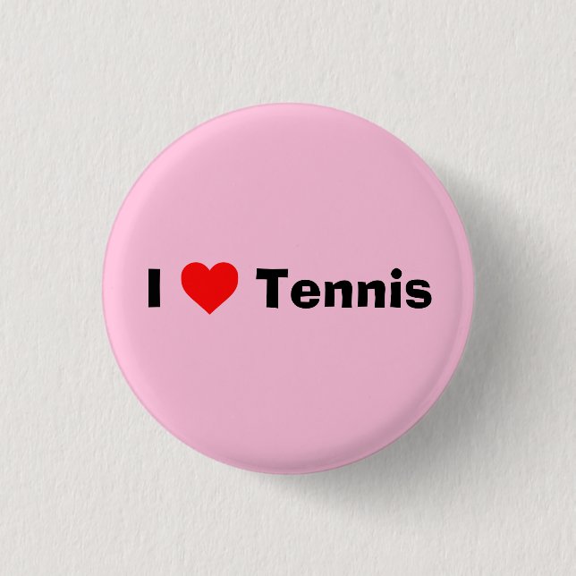 I love Tennis Pastel Pink 1 Inch Round Button (Front)
