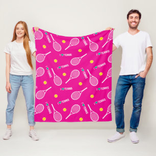 🎾🤍 I love tennis pink Fleece Blanket
