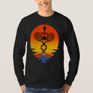 I Love Tennis Racquets Crossed In Vintage Sunset F T-Shirt