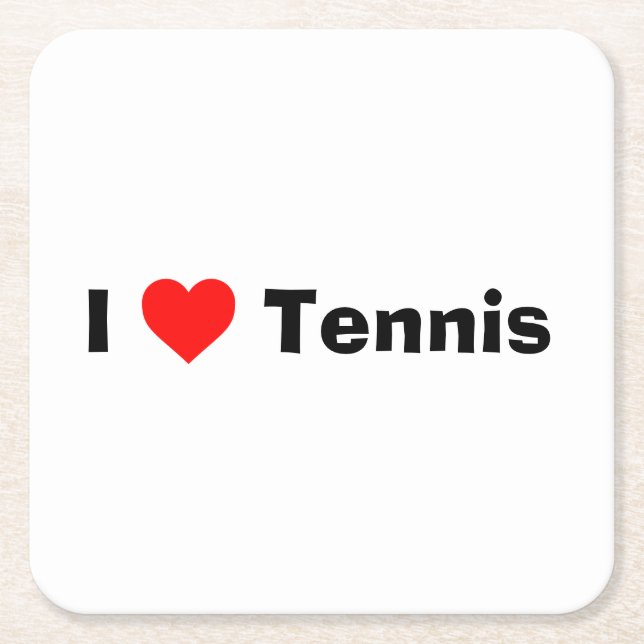 I love Tennis  Square Paper Coaster (Front)