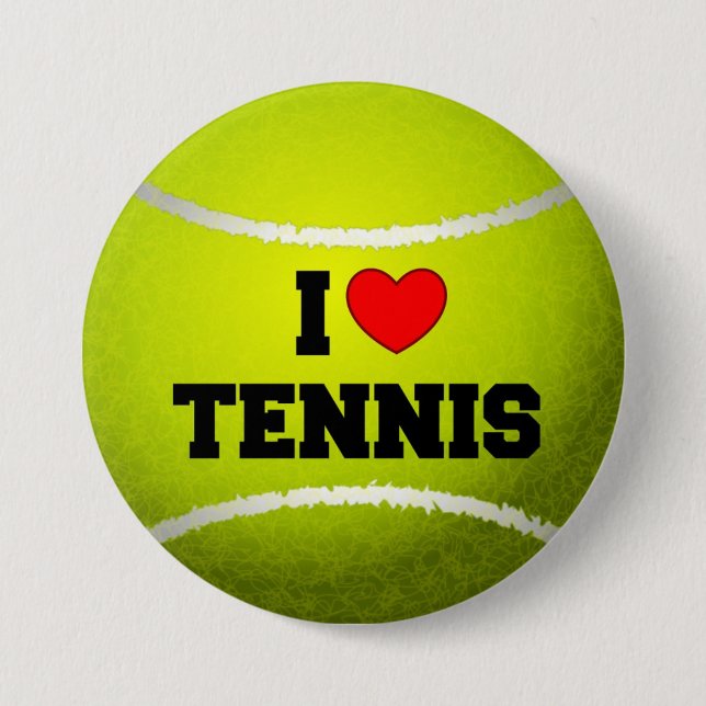 I Love Tennis - tennis ball - grass 3 Inch Round Button (Front)