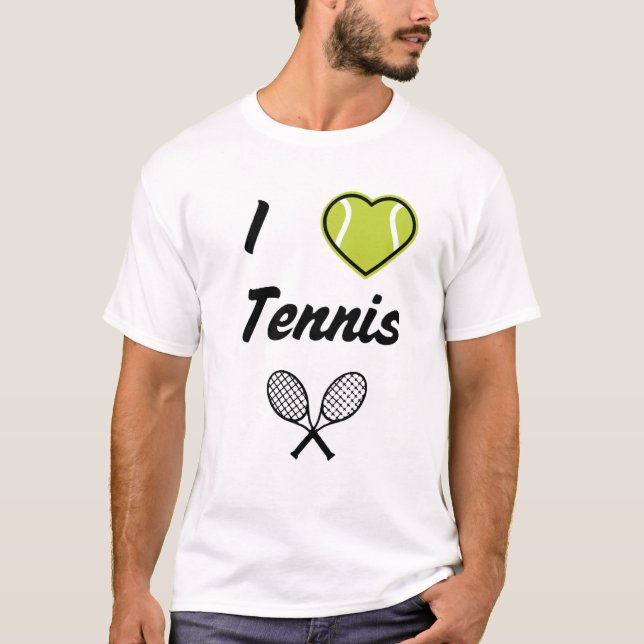 I Love Tennis Text Design T-Shirt (Front)