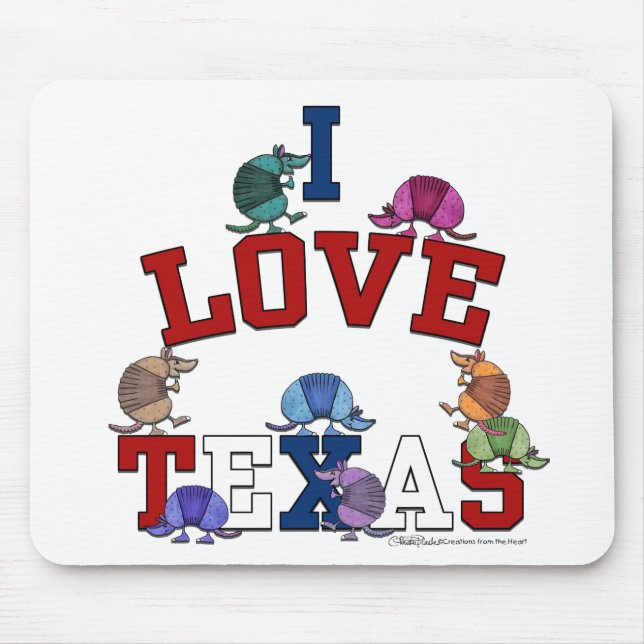 I Love Texas-Colourful Armadillos Mouse Pad (Front)