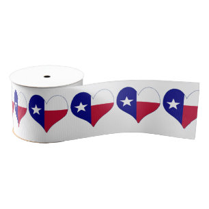 I Love Texas Flag Heart Grosgrain Ribbon