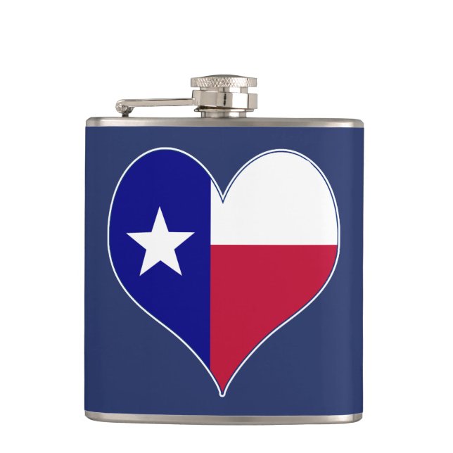 I Love Texas Flag Heart Hip Flask (Front)