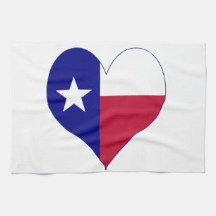 I Love Texas Flag Heart Kitchen Towel
