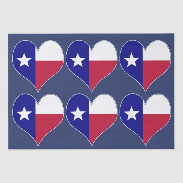 I Love Texas Flag Heart Tissue Paper (Front)